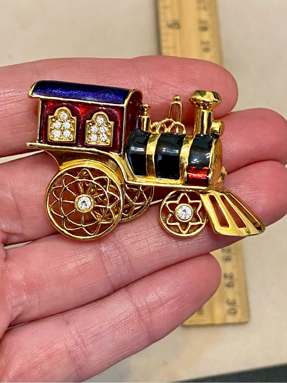 Smithsonian Avon Enamel Train Brooch